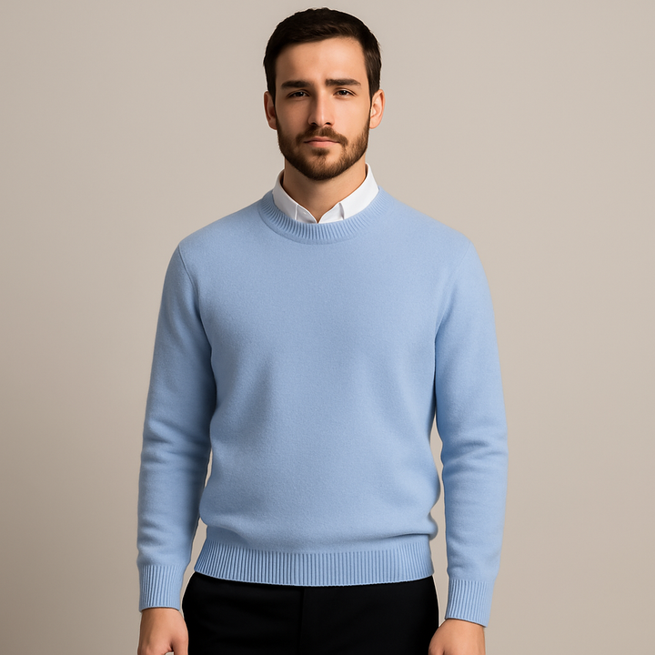 Herresweater i oversized plushfin strikning