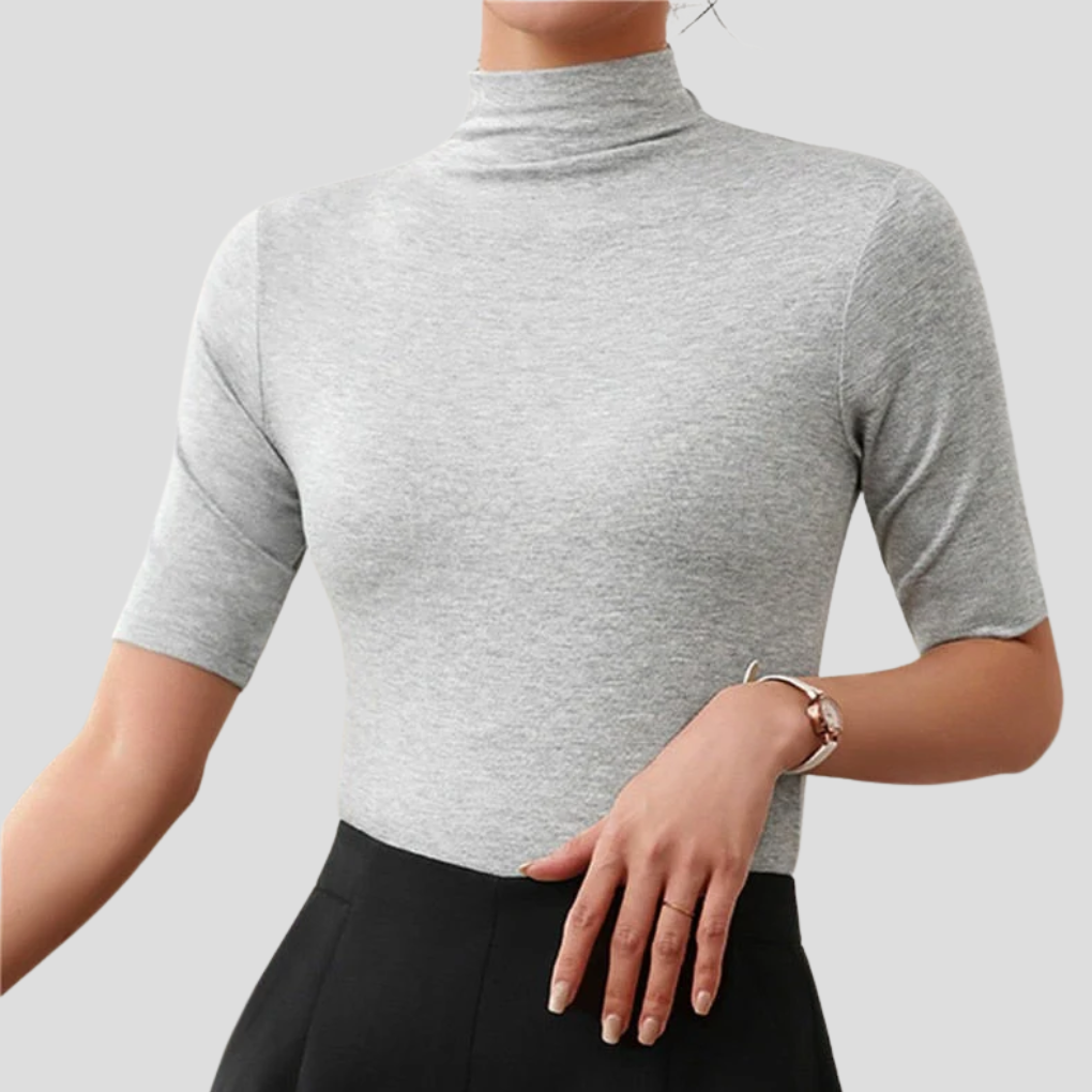 Ultratynn sømløs polotrøye for kvinner