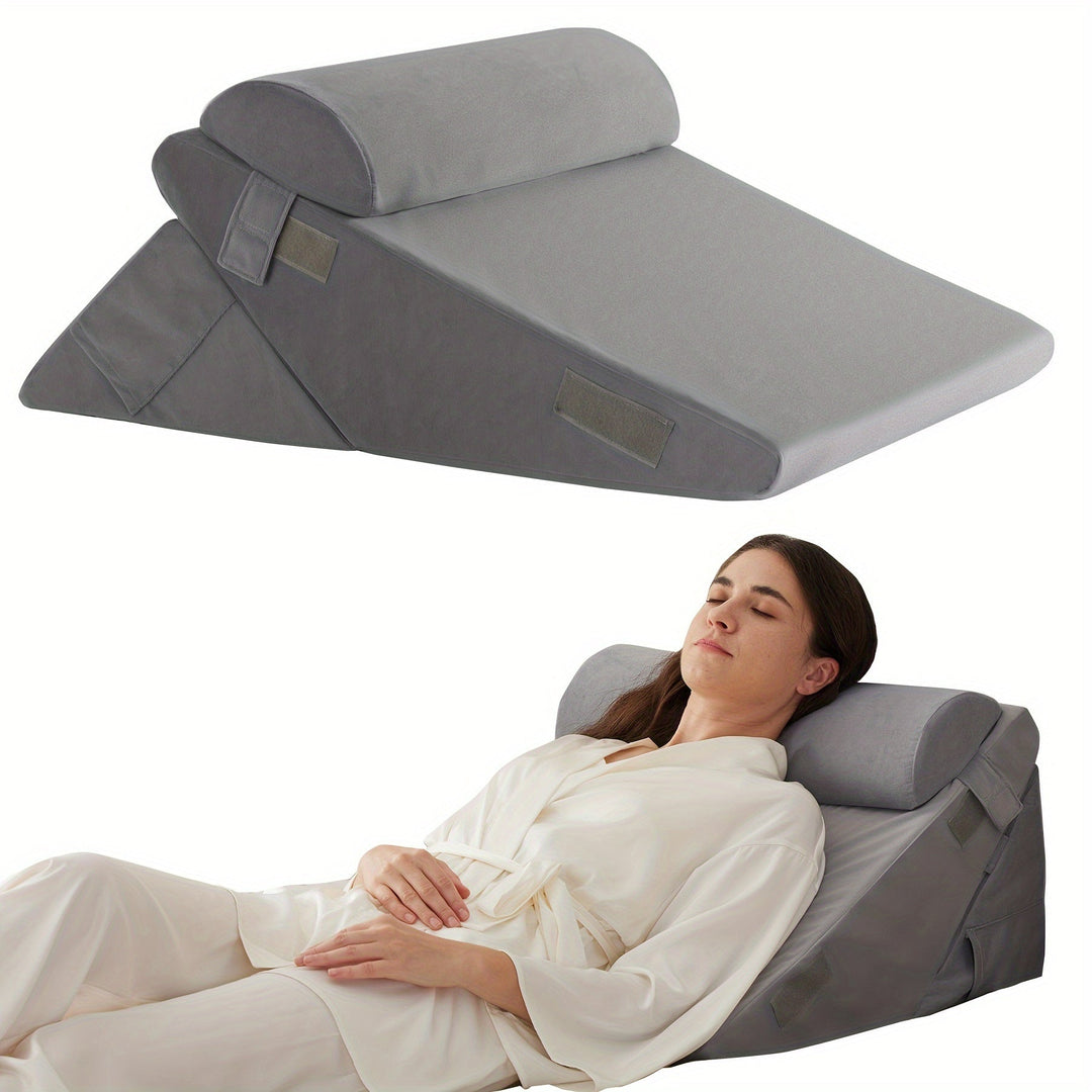 RelaxPlus justerbar ortopedisk kilkudde – premium minnesskumsystem 7-i-1