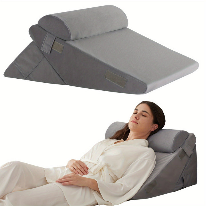 RelaxPlus justerbar ortopedisk kilkudde – premium minnesskumsystem 7-i-1
