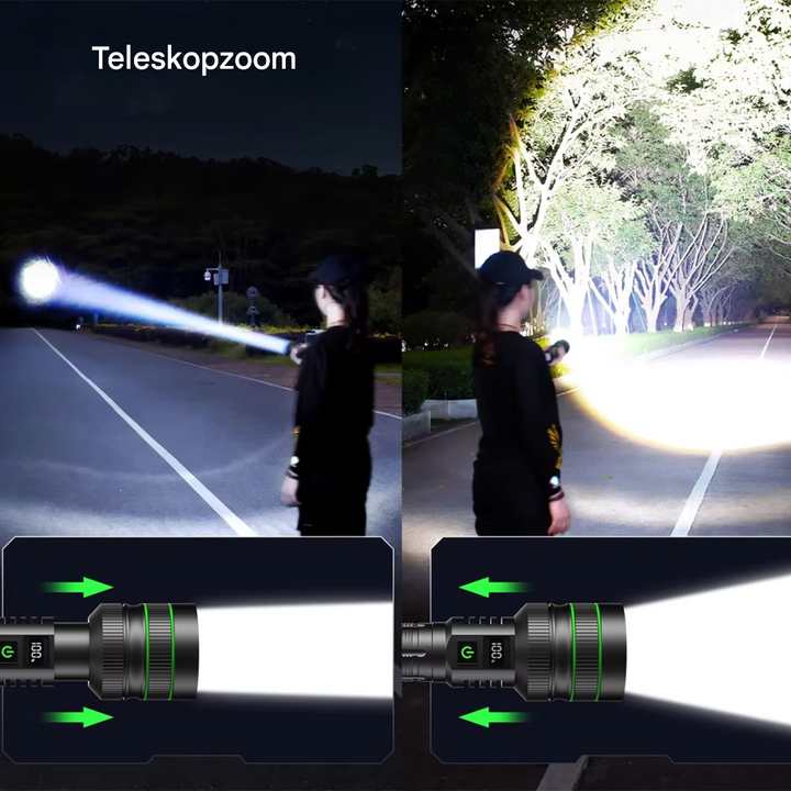 Extremt Ljusstark och Zoombar LED-Ficklampa - PowerBeam