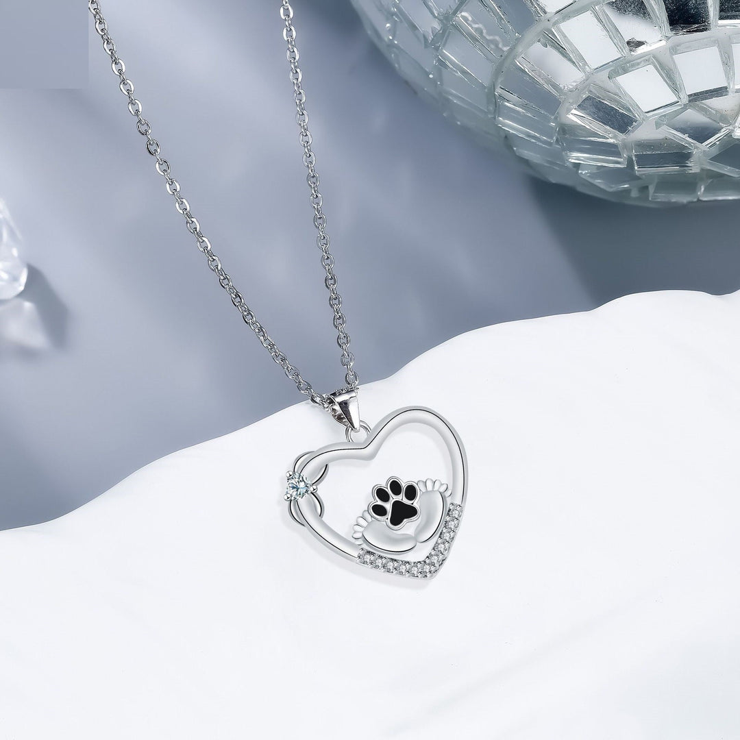 Little Feet Hundtassavtryck Halsband och zirkonia