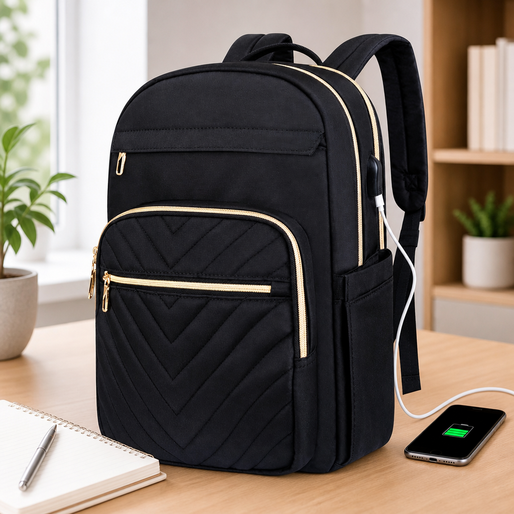 Stilren tech-ryggsäck för dam – USB & 15.6" – Carriro