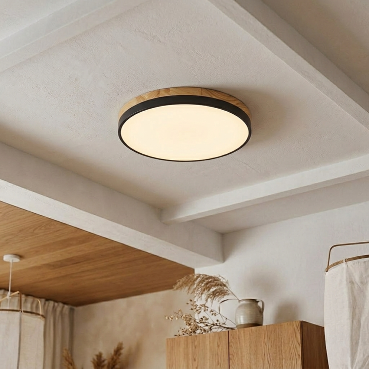 Rund skivtaklampa – platt, planmonterad lampa