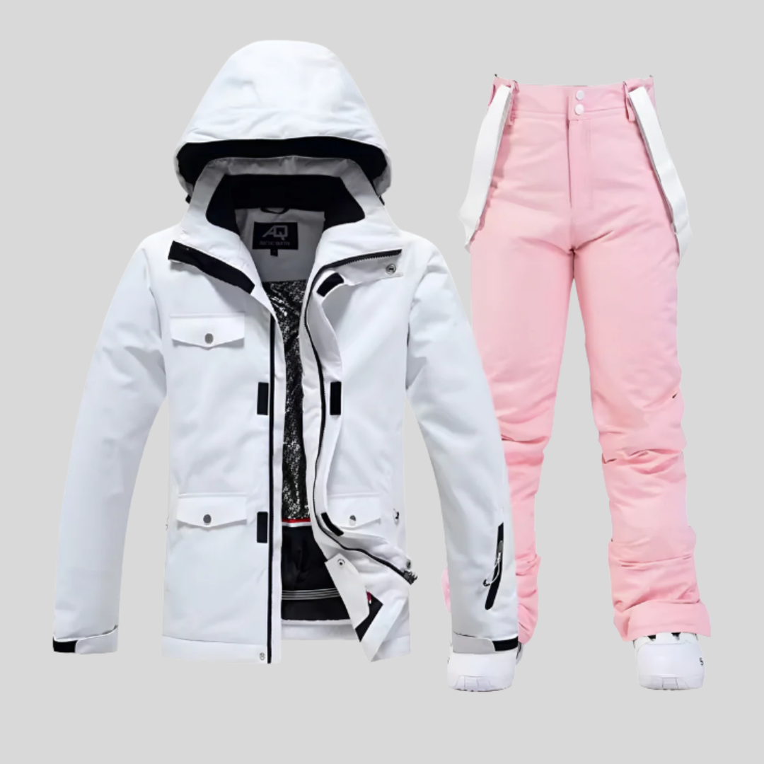 Skidjacka och byxset för kvinnor, funktionell vinteroutfit
