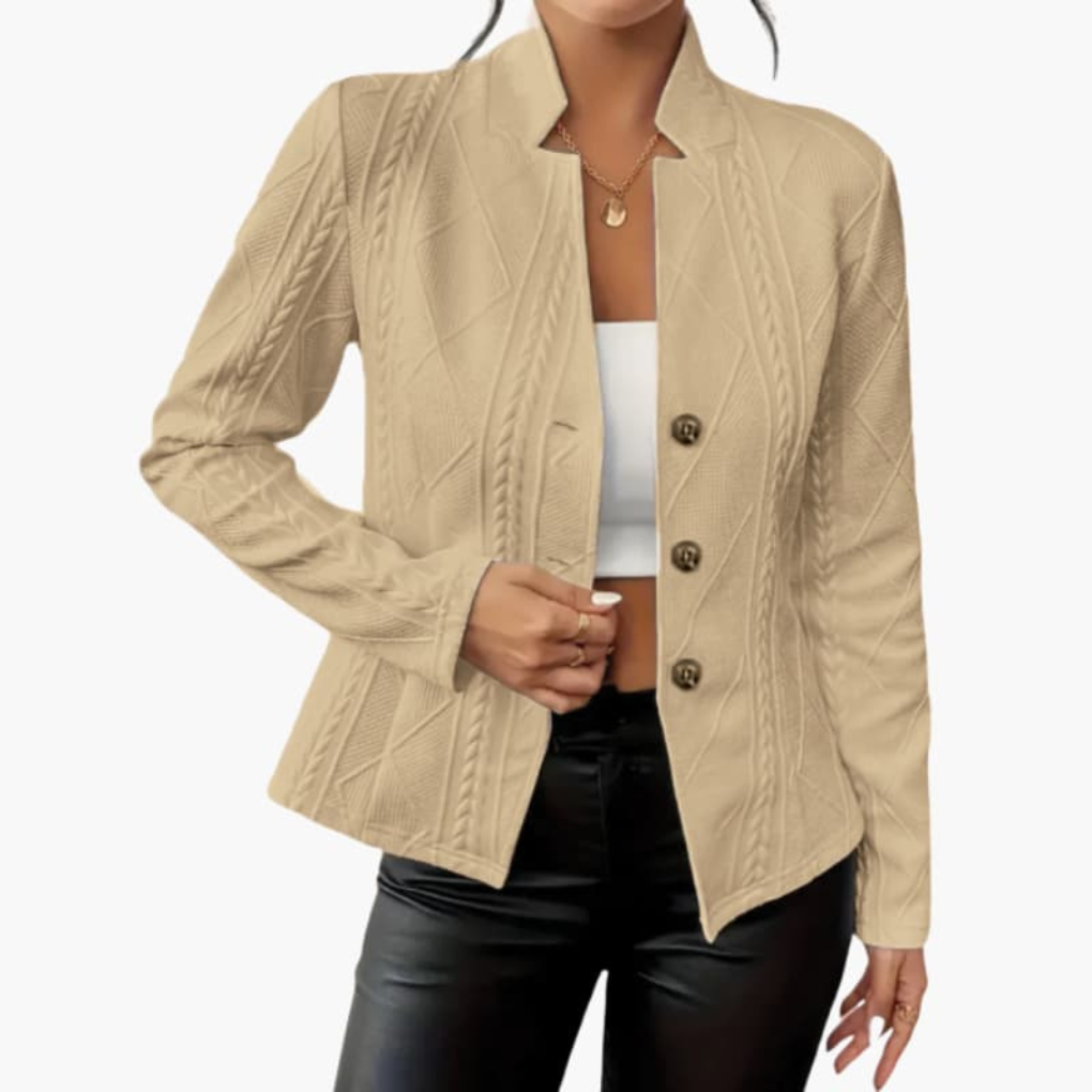 Kvinnors Blazer med Slagskrage och Knäppning