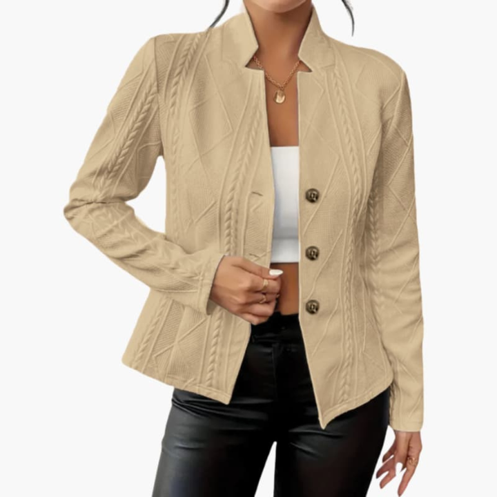 Kvinnors Blazer med Slagskrage och Knäppning