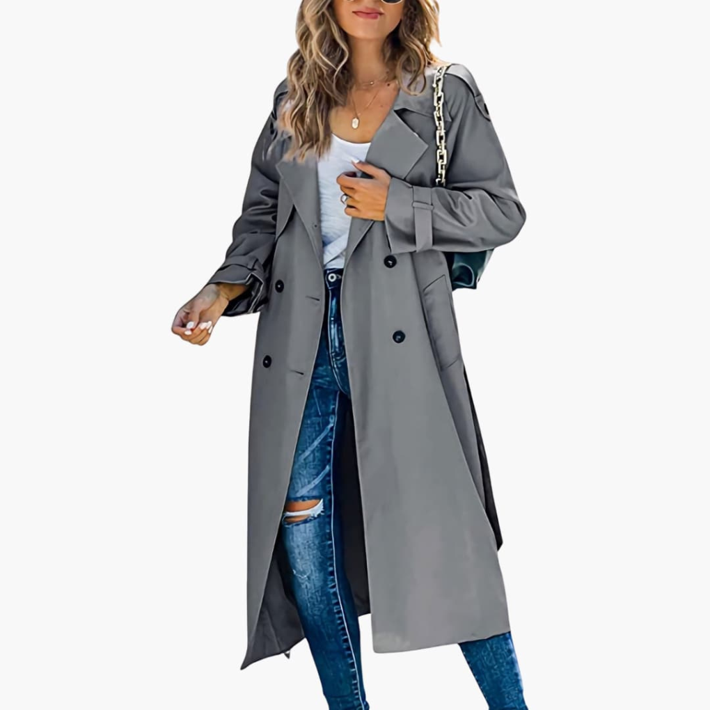 Kvinnors Trench Coat med Knappslå Reapris