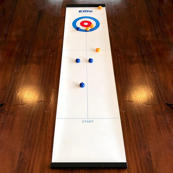 Miniatyrcurling för hemmet med halksäkra stenar och magnetiska klubbor