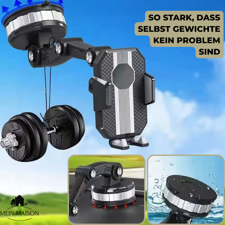 GripTech Bilhållare för mobil | Stark sugkoppsgrepp | 360° rotation | Enhandsanvändning