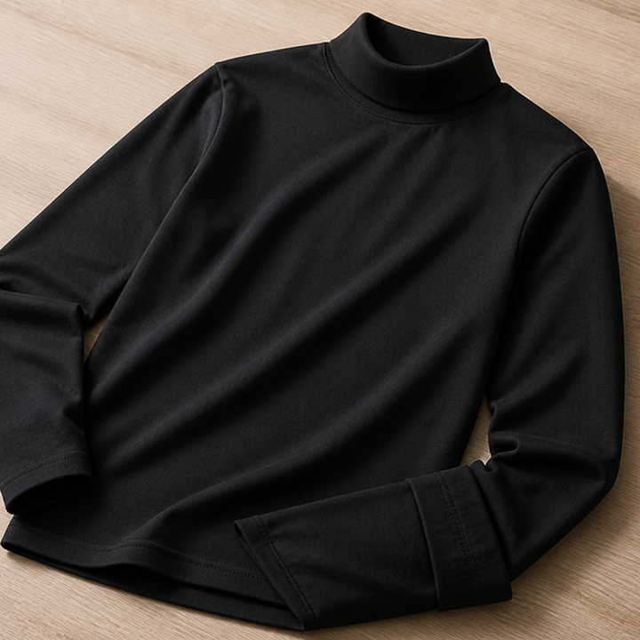 Slim fit-långärmad tröja för herr med högt, nedvikbart krage