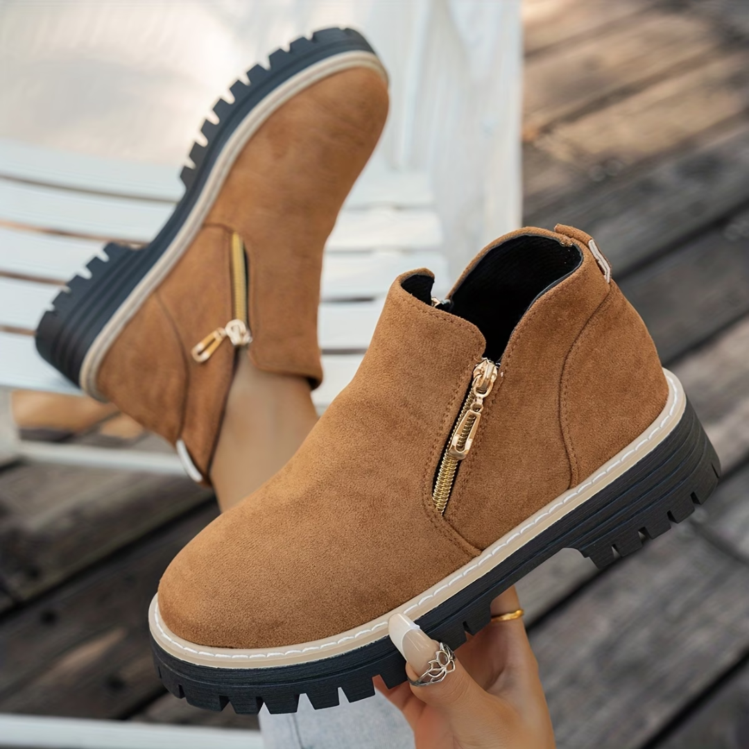 Stilfulla ankelboots med dubbel dragkedja
