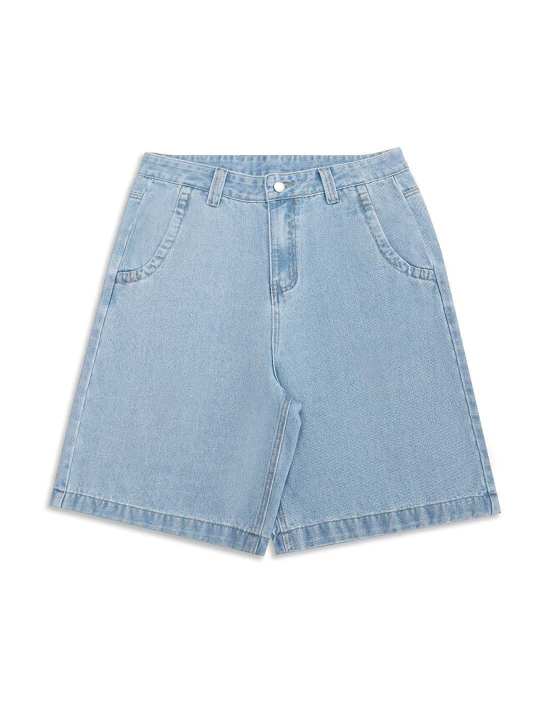 Vardagsbermudas i denim med elegant blomsterbroderi
