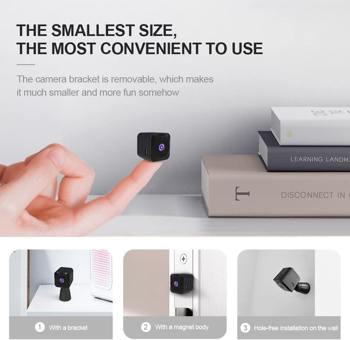 Minibevakningskamera 4K med Wi-Fi, dold inomhuskamera och mörkerseende