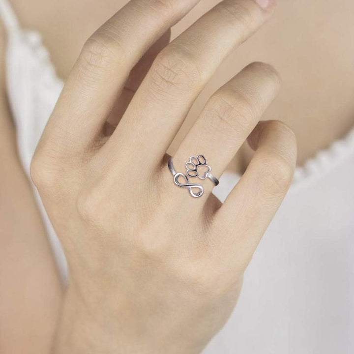 Handgjord Tass & Hjärta Ring – Justerbar sterlingsilver
