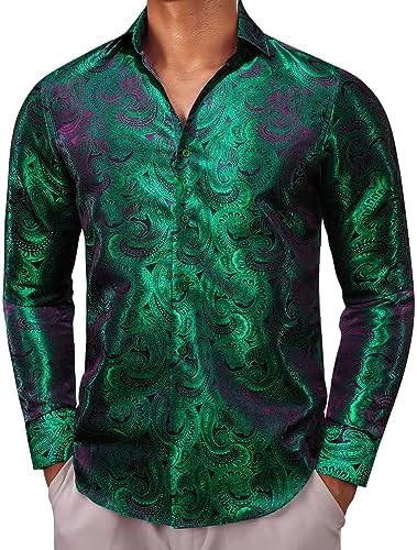 Paisley-jacquardskjorta för herr – långärmad modell för bröllop och festliga tillfällen