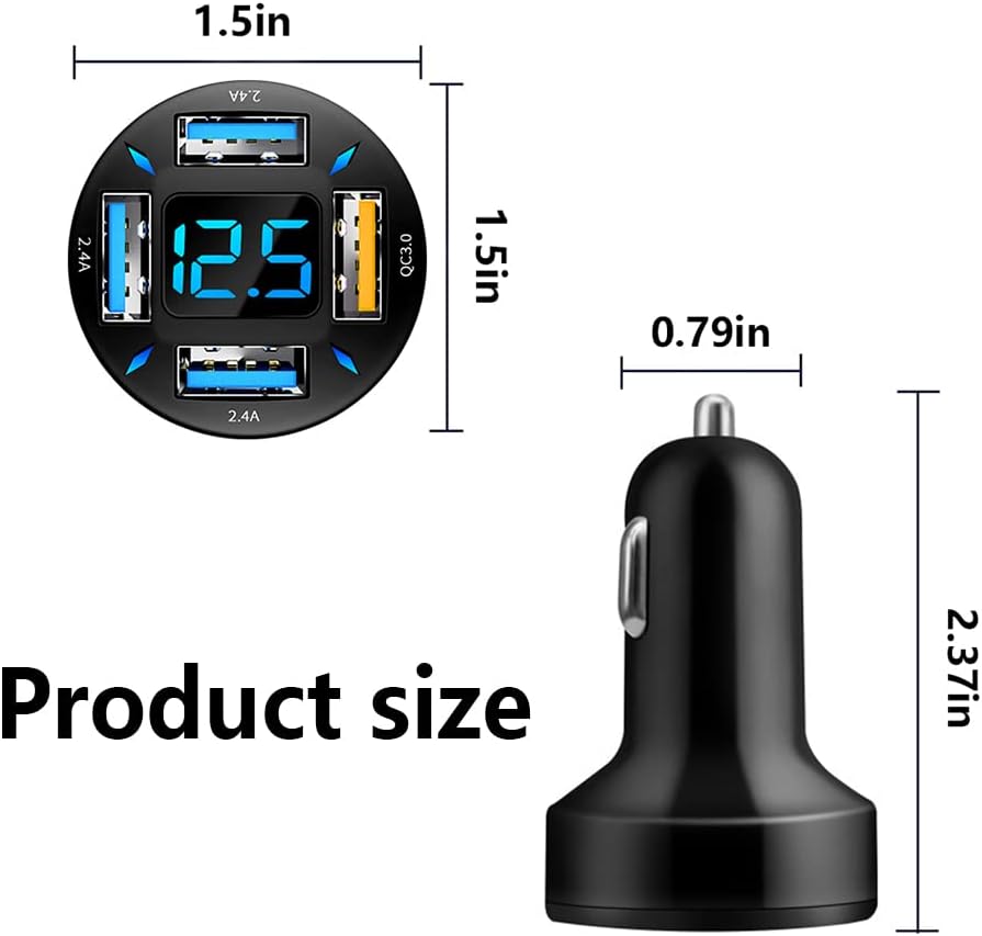 Billaddare 66W Super Snabbladdning med USB PD &amp; QC 3.0 – Universal för cigarettändare 12-24V