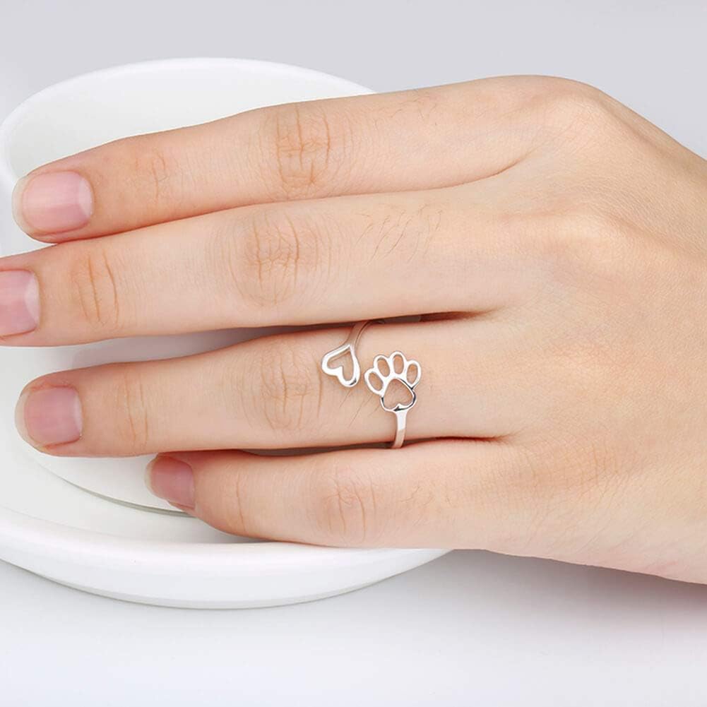 Handgjord Tass & Hjärta Ring – Justerbar sterlingsilver