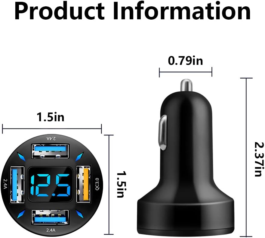 Billaddare 66W Super Snabbladdning med USB PD &amp; QC 3.0 – Universal för cigarettändare 12-24V