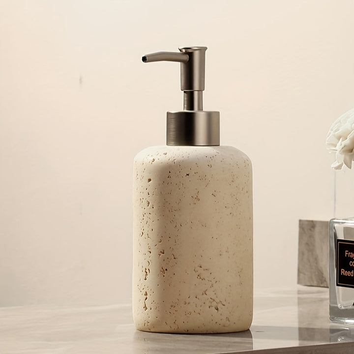 Tvålpump i marmor – Lyxig dispenser i resin med pump i rostfritt stål för badrum eller kök