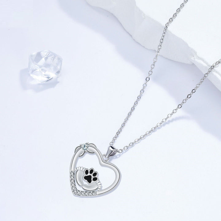 Little Feet Hundtassavtryck Halsband och zirkonia