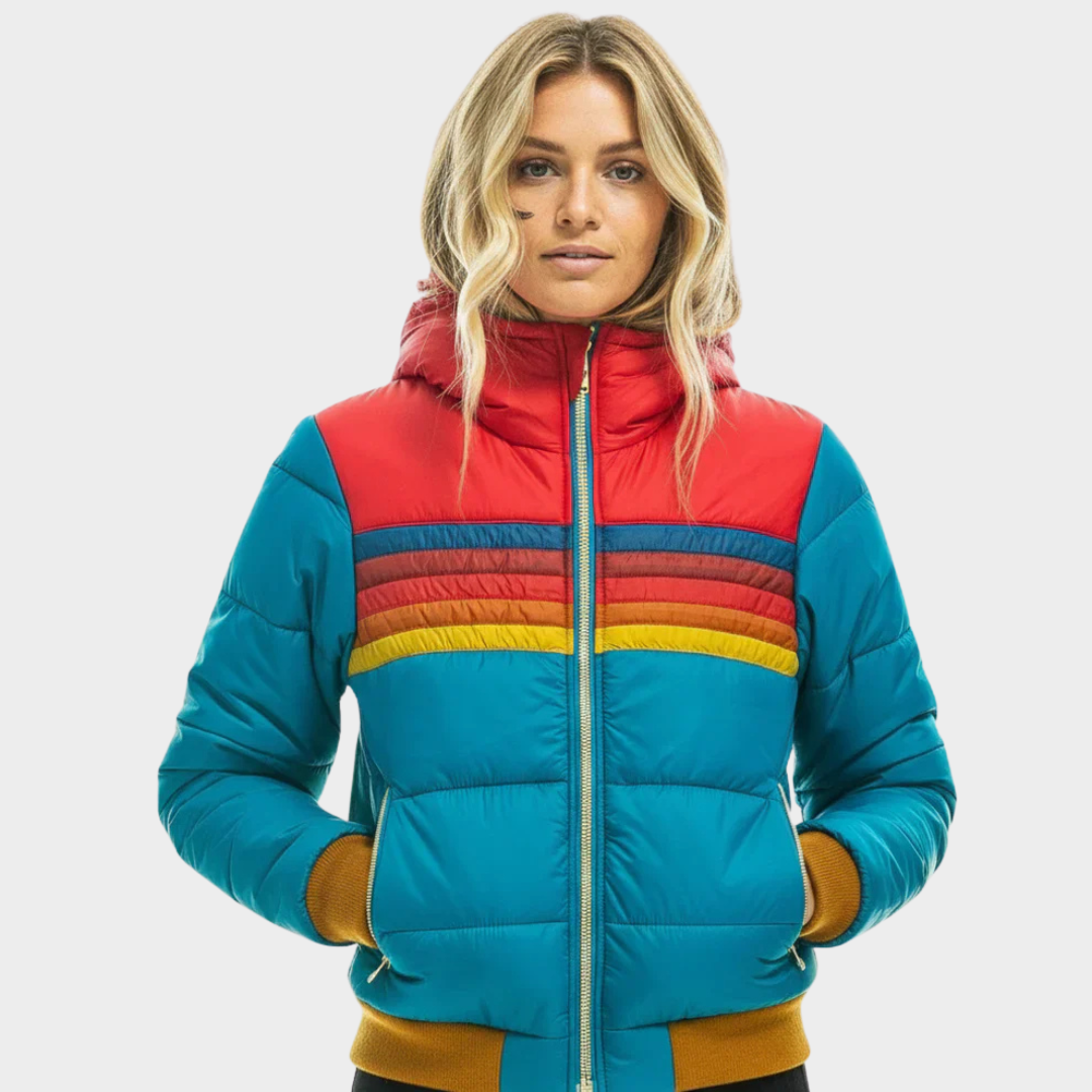 Dam Retro Monivärinen Puffer-takki