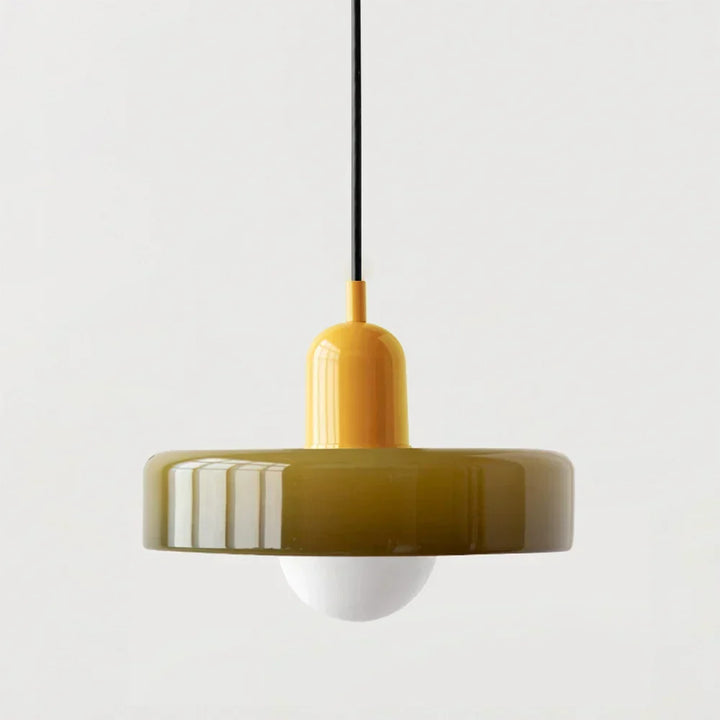 Taklampa i Bauhausstil med blyinfattat glas