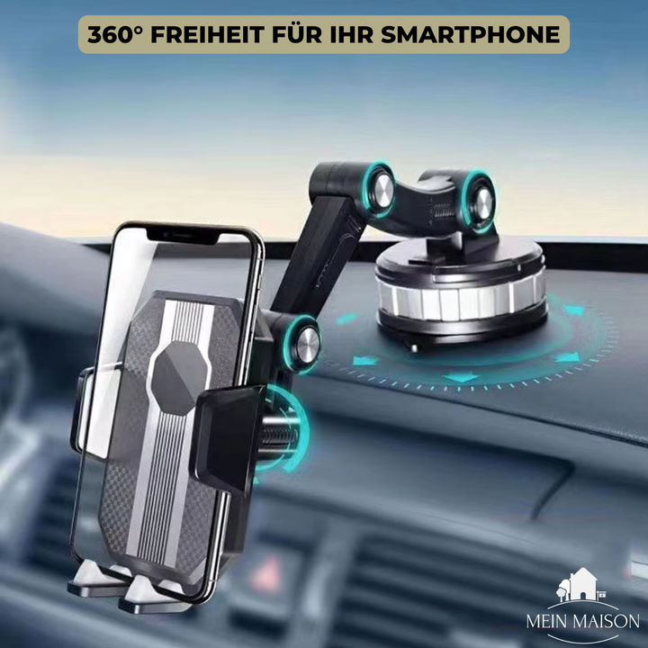 GripTech Bilhållare för mobil | Stark sugkoppsgrepp | 360° rotation | Enhandsanvändning