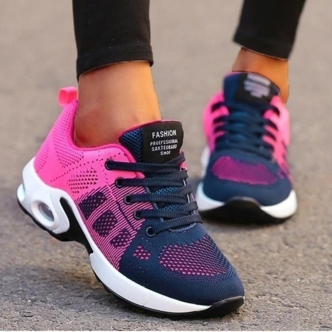 Lätta ortopediska damsneakers med andningsaktivt mesh och dämpad sula