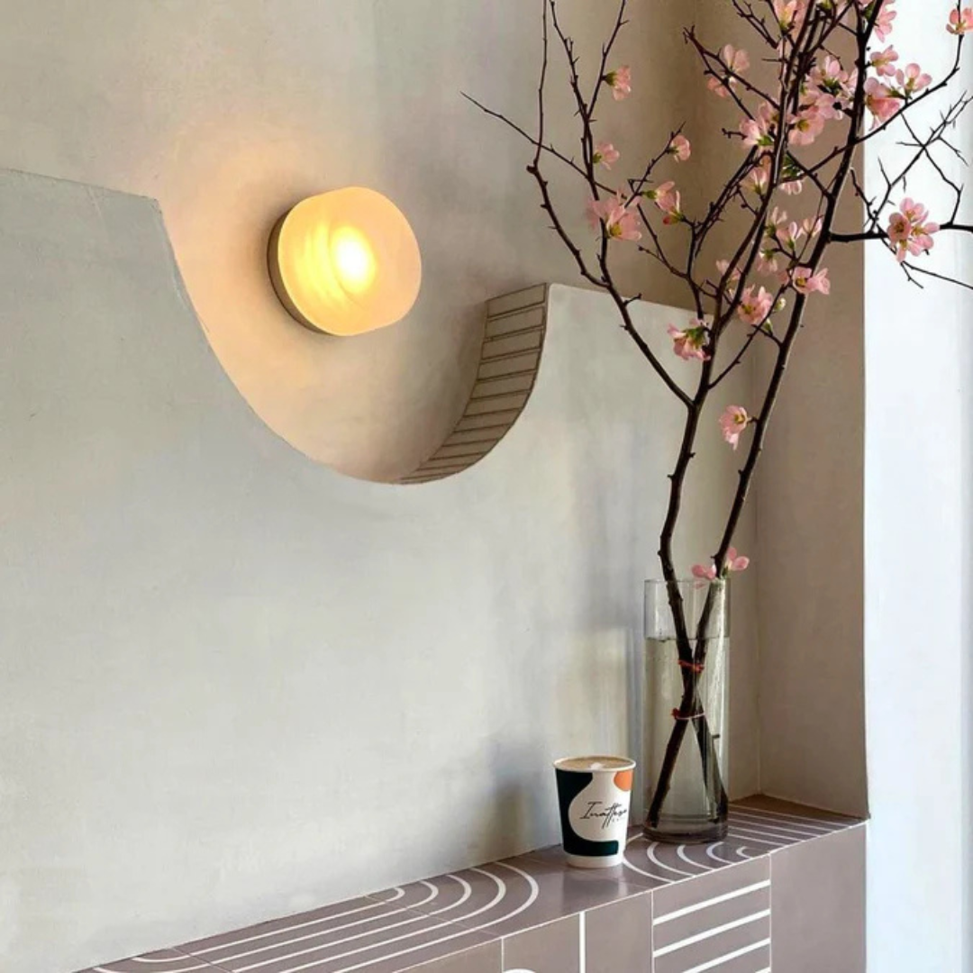 Rund modern vägglampa i glas med LED, 1 ljuskälla