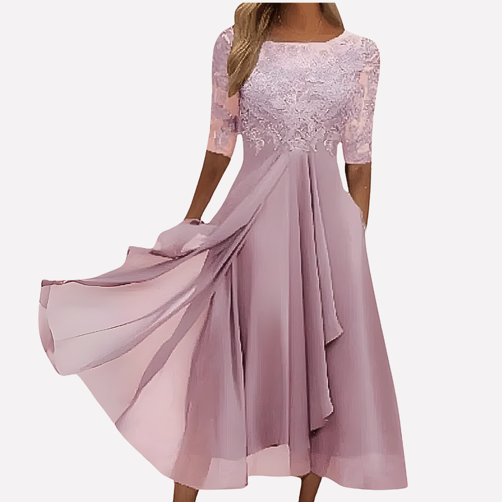 Chiffongkjole for damer med blomstrete blonder