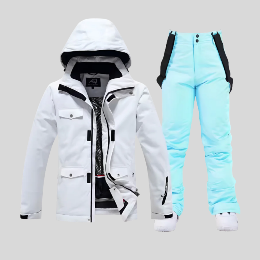 Skidjacka och byxset för kvinnor, funktionell vinteroutfit