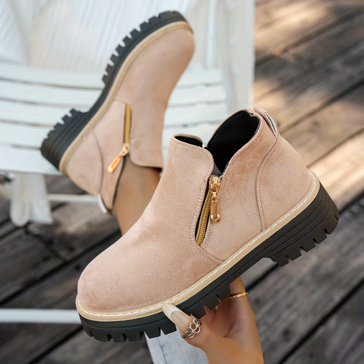 Stilfulla ankelboots med dubbel dragkedja