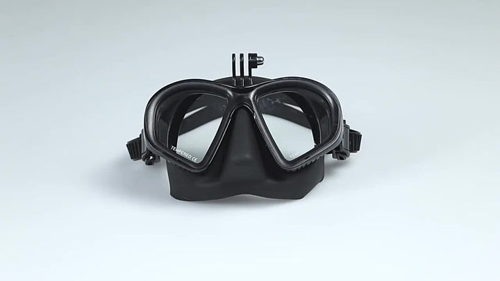 Härdad dykmask med fodral - dykglasögon med anti-imma och kamerastöd