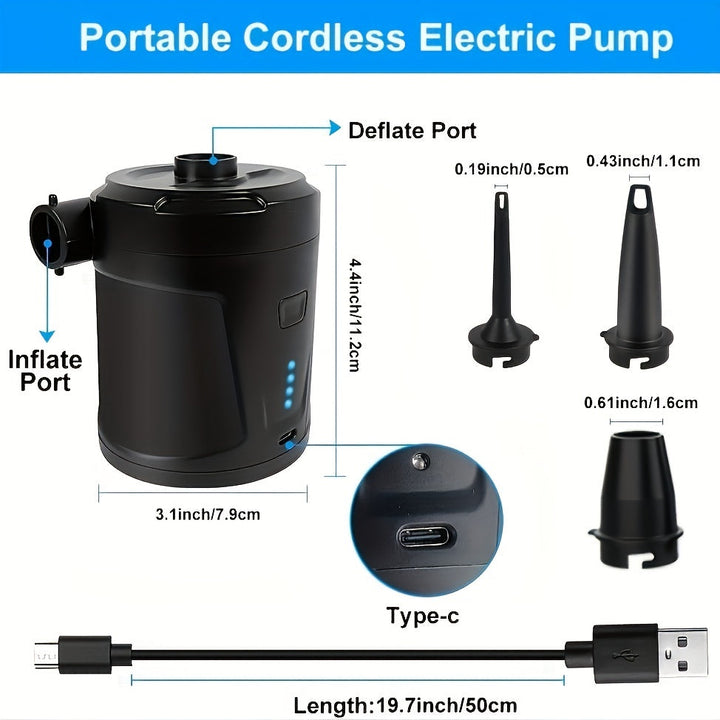 Bärbar USB-luftpump – Kompakt trådlös pump för utomhusbruk