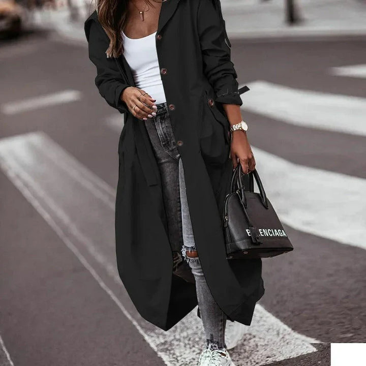 Trenchcoat med huva för kvinnor