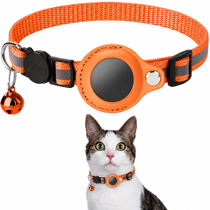 Justerbart katthalsband med GPS och reflex