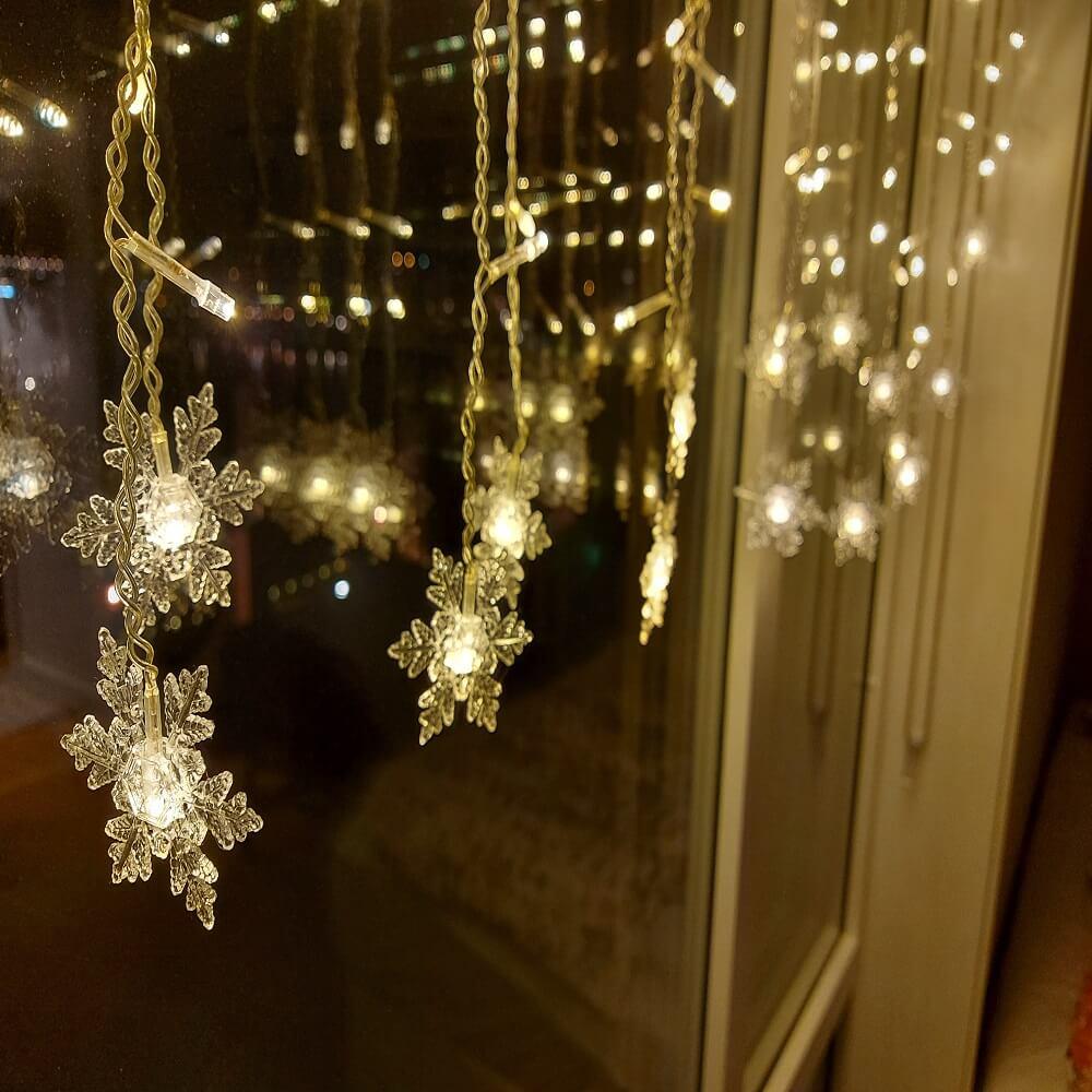 LED-ljusslinga med snöflingor | Inomhus och utomhus