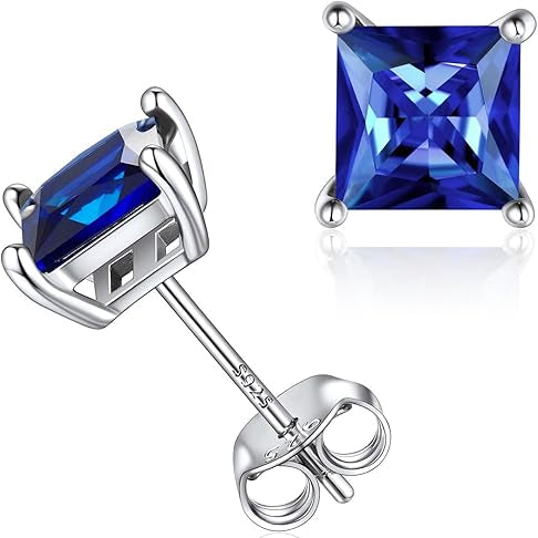 Eleganta örhängen i vitguld med safir i princesslipning