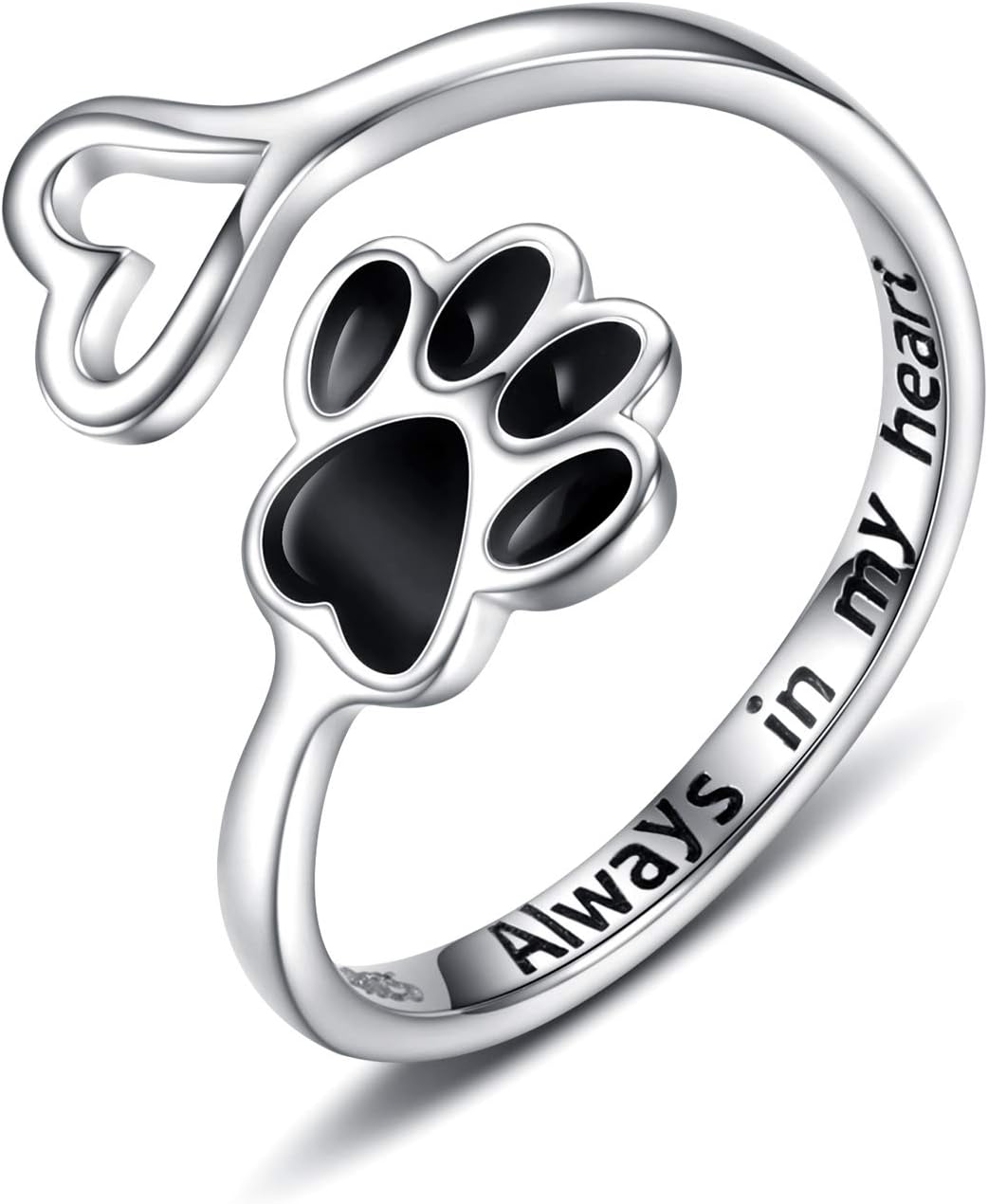 Handgjord Tass & Hjärta Ring – Justerbar sterlingsilver