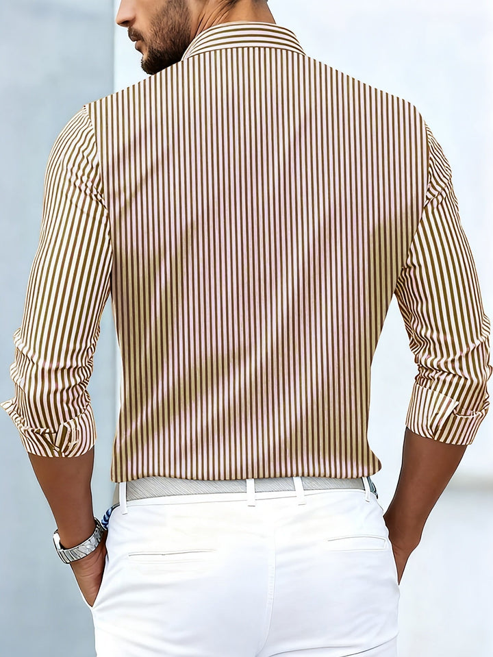 Vintageskjorta med ränder och långa ärmar för herr med nedsliten look