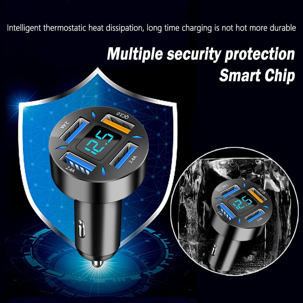 Billaddare 66W Super Snabbladdning med USB PD &amp; QC 3.0 – Universal för cigarettändare 12-24V