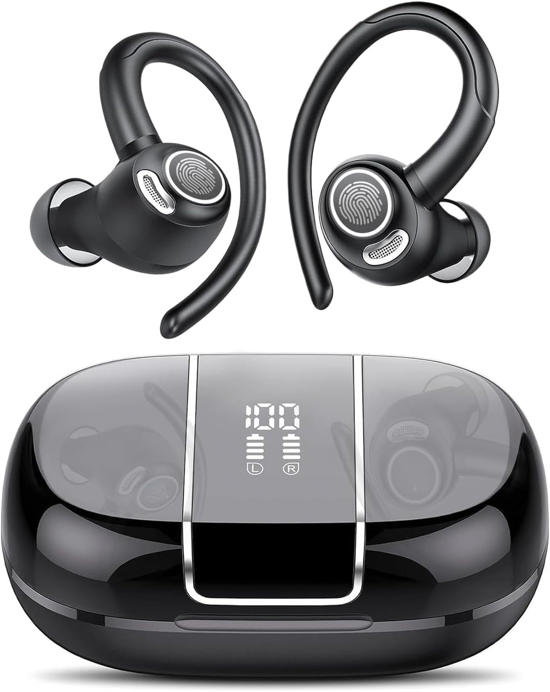 Trådlösa Bluetooth 5.3-sportörlurar med ljudisolering och 48 timmars speltid – Zeyora