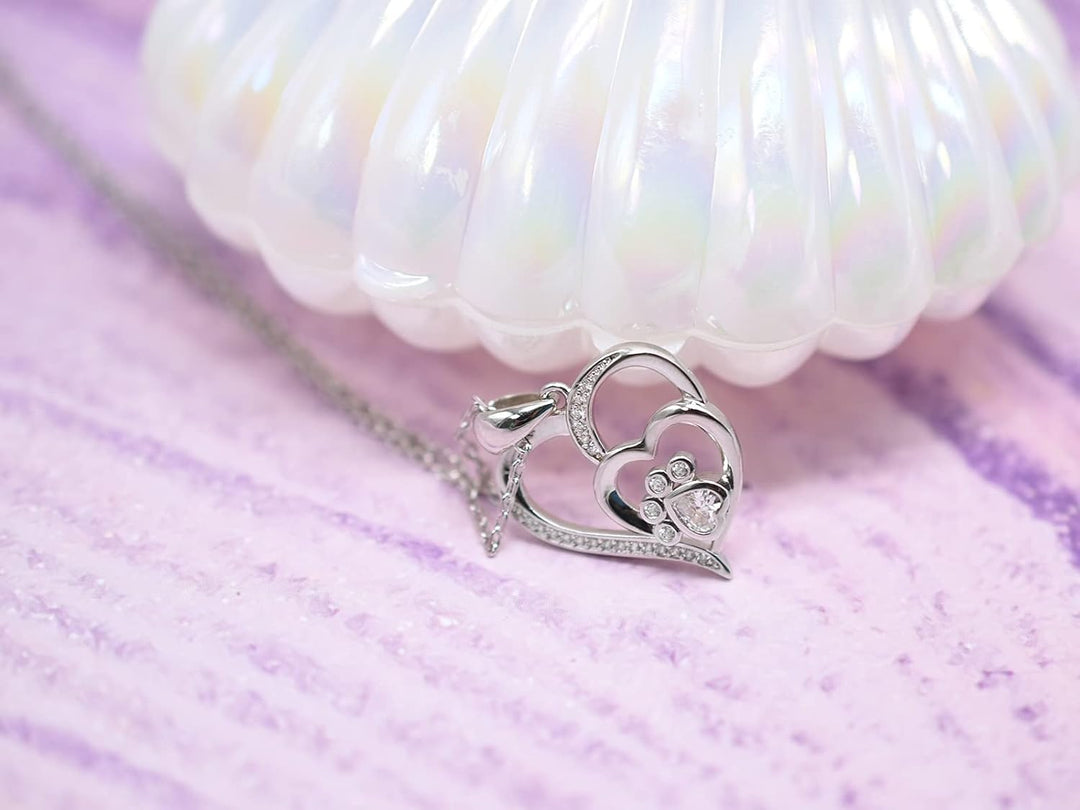 Tass & Hjärta Halsband i sterlingsilver med zirkonia