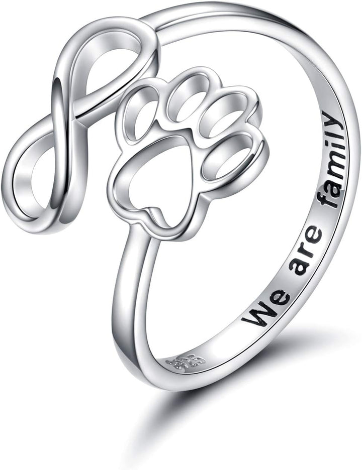 Handgjord Tass & Hjärta Ring – Justerbar sterlingsilver