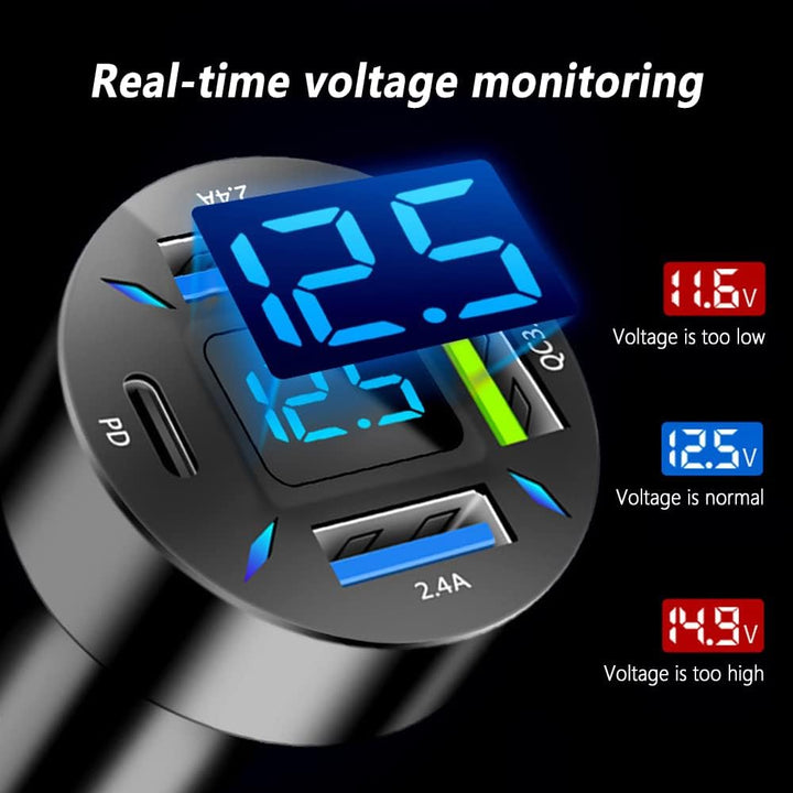 Billaddare 66W Super Snabbladdning med USB PD &amp; QC 3.0 – Universal för cigarettändare 12-24V