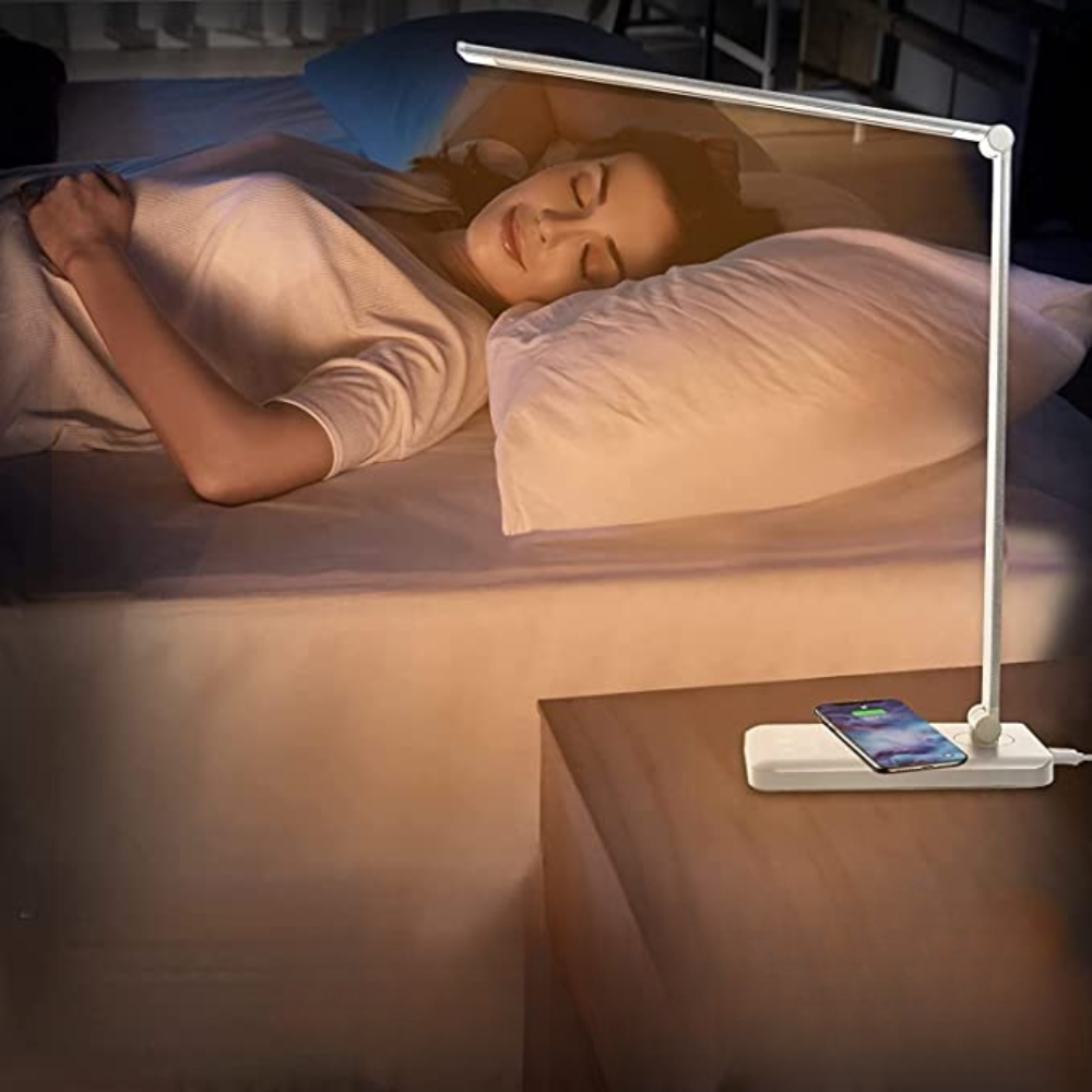Justerbar modern LED-skrivbordslampa med USB-laddningsport - BrightEase