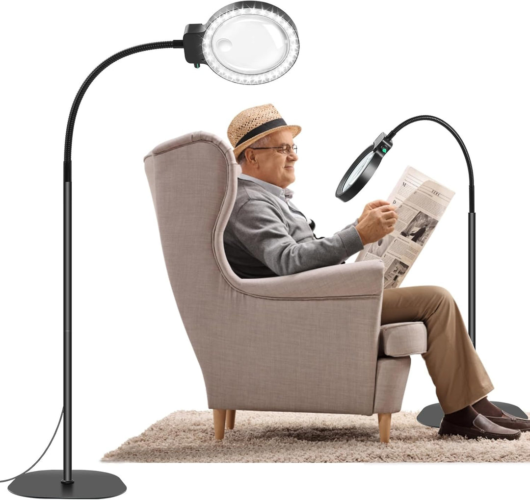 Helfälts förstoringsglas med LED-ljus – Handsfree läshjälp för böcker, hantverk och hobby