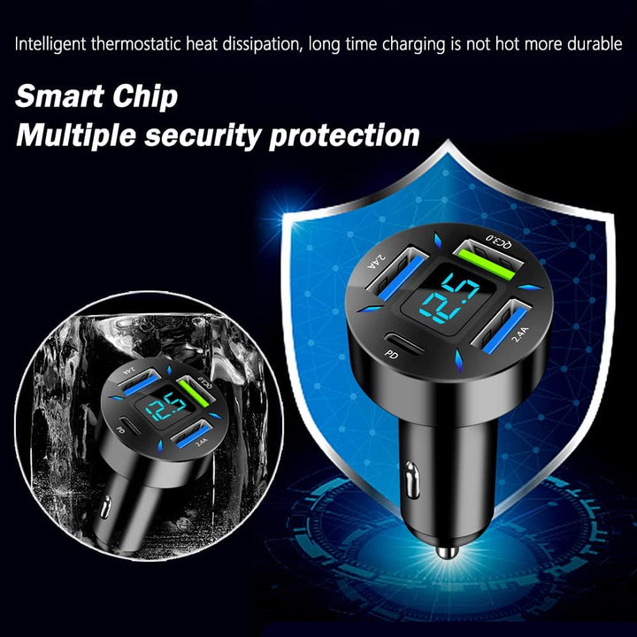 Billaddare 66W Super Snabbladdning med USB PD &amp; QC 3.0 – Universal för cigarettändare 12-24V