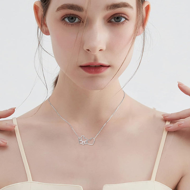 Tassavtryck Halsband i sterlingsilver – Hänge med hjärtkristall